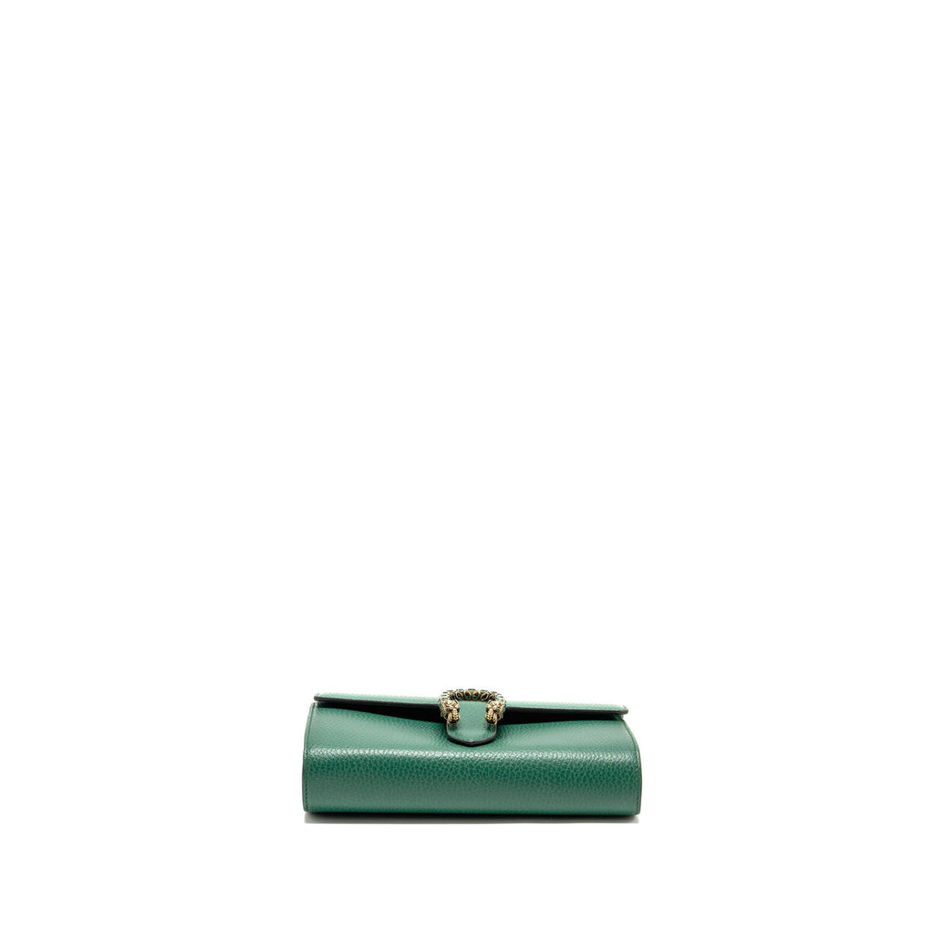 GUCCI MINI DIONYSUS WALLET ON CHAIN CALFSKIN GREEN MULTICOLOUR HARDWARE