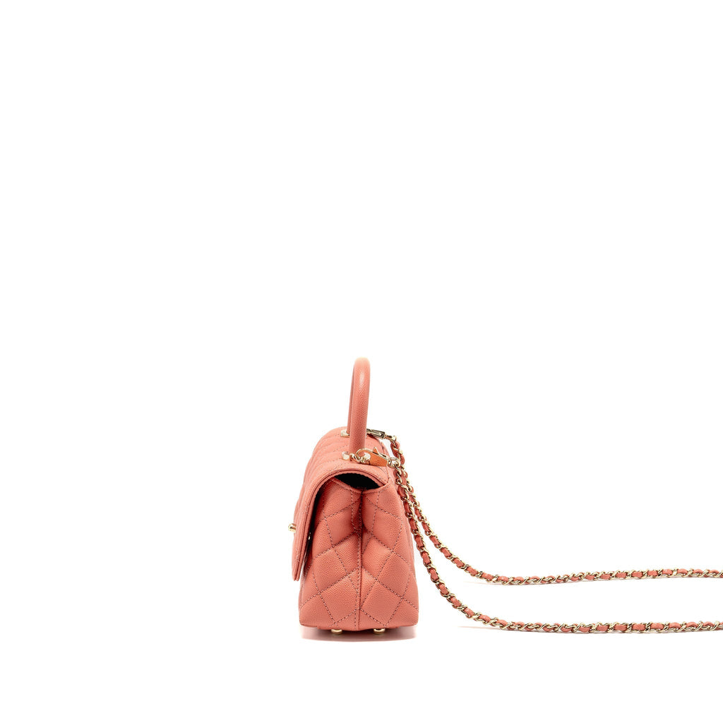 CHANEL MINI COCO HANDLE CAVIAR PINK LGHW (MICROCHIP)