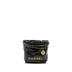 CHANEL MINI 22 BAG CALFSKIN BLACK GHW (MICROCHIP)