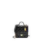 CHANEL 22K MINI FLAP BAG WITH TOP HANDLE CAVIAR BLACK GHW (MICROCHIP)