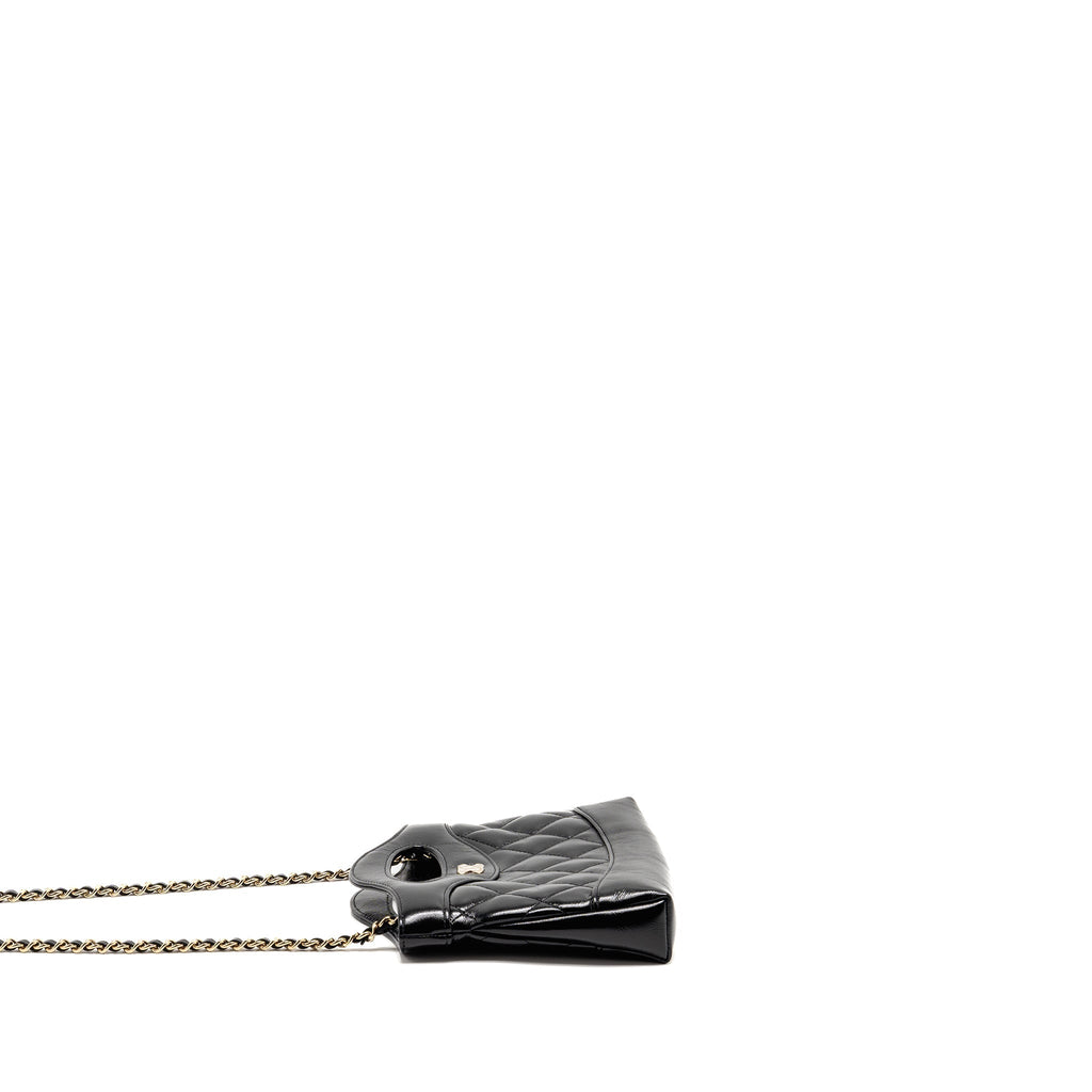 CHANEL MINI 31 CLUTCH WITH CHAIN SHINY LAMBSKIN BLACK LGHW (MICROCHIP)