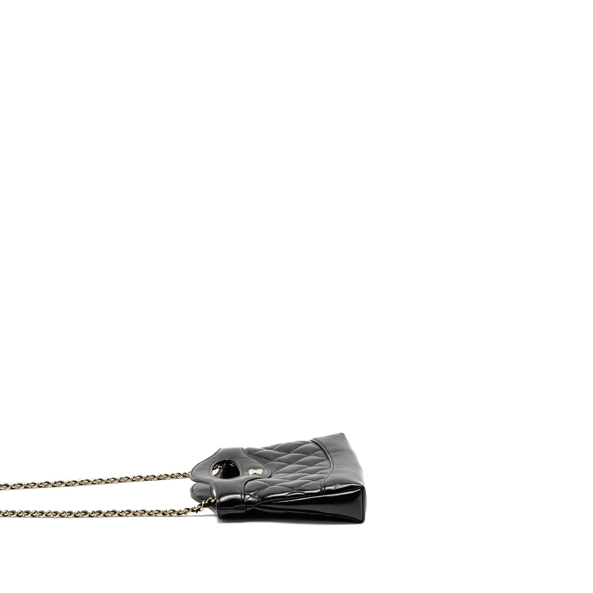 CHANEL MINI 31 CLUTCH WITH CHAIN SHINY LAMBSKIN BLACK LGHW (MICROCHIP)