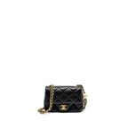CHANEL PEARL CRUSH MINI SQUARE FLAP BAG LAMBSKIN BLACK GHW (MICROCHIP)