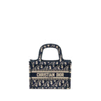 DIOR MINI BOOK TOTE BAG BLUE OBLIQUE EMBRIODERY