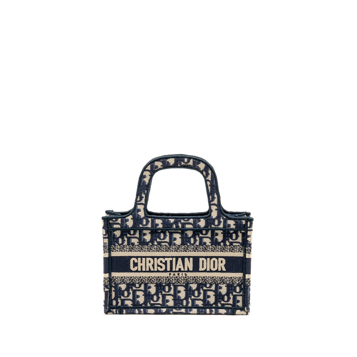 DIOR MINI BOOK TOTE BAG BLUE OBLIQUE EMBRIODERY