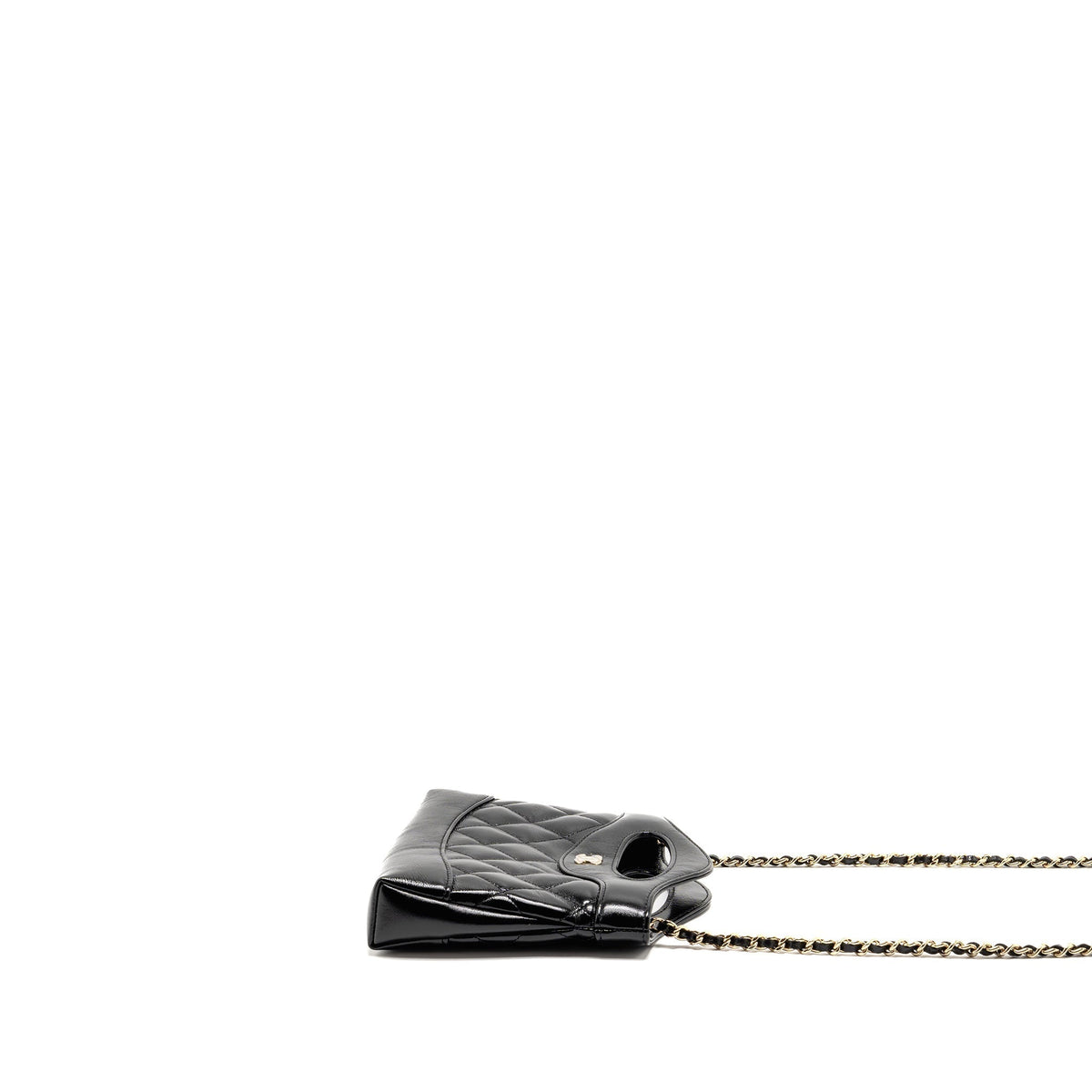 CHANEL MINI 31 CLUTCH WITH CHAIN SHINY LAMBSKIN BLACK LGHW (MICROCHIP)