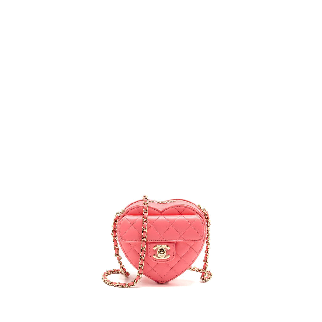 CHANEL SMALL HEART BAG LAMBSKIN PINK LGHW