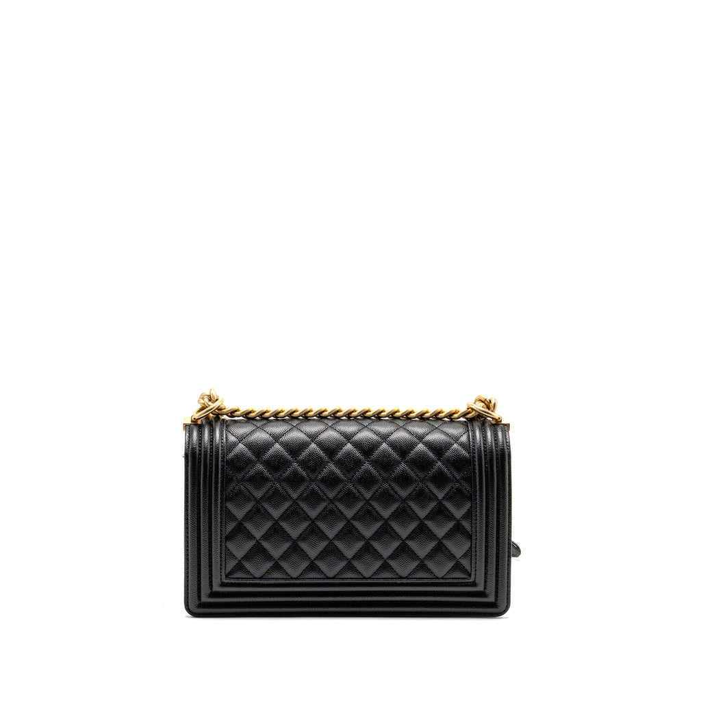CHANEL MEDIUM CLASSIC BOY BAG CAVIAR BLACK GHW