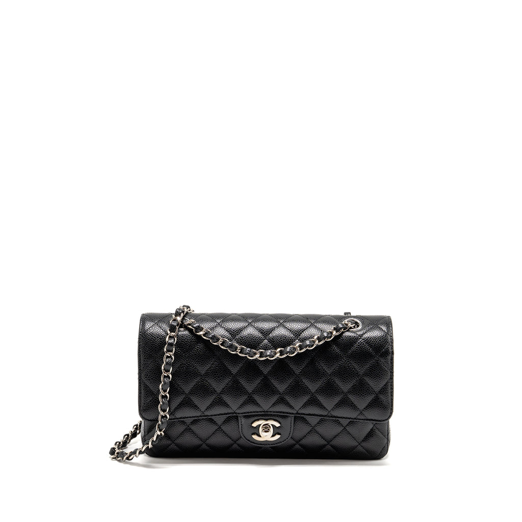 CHANEL MEDIUM CLASSIC DOUBLE FLAP BAG CAVIAR BLACK SHW