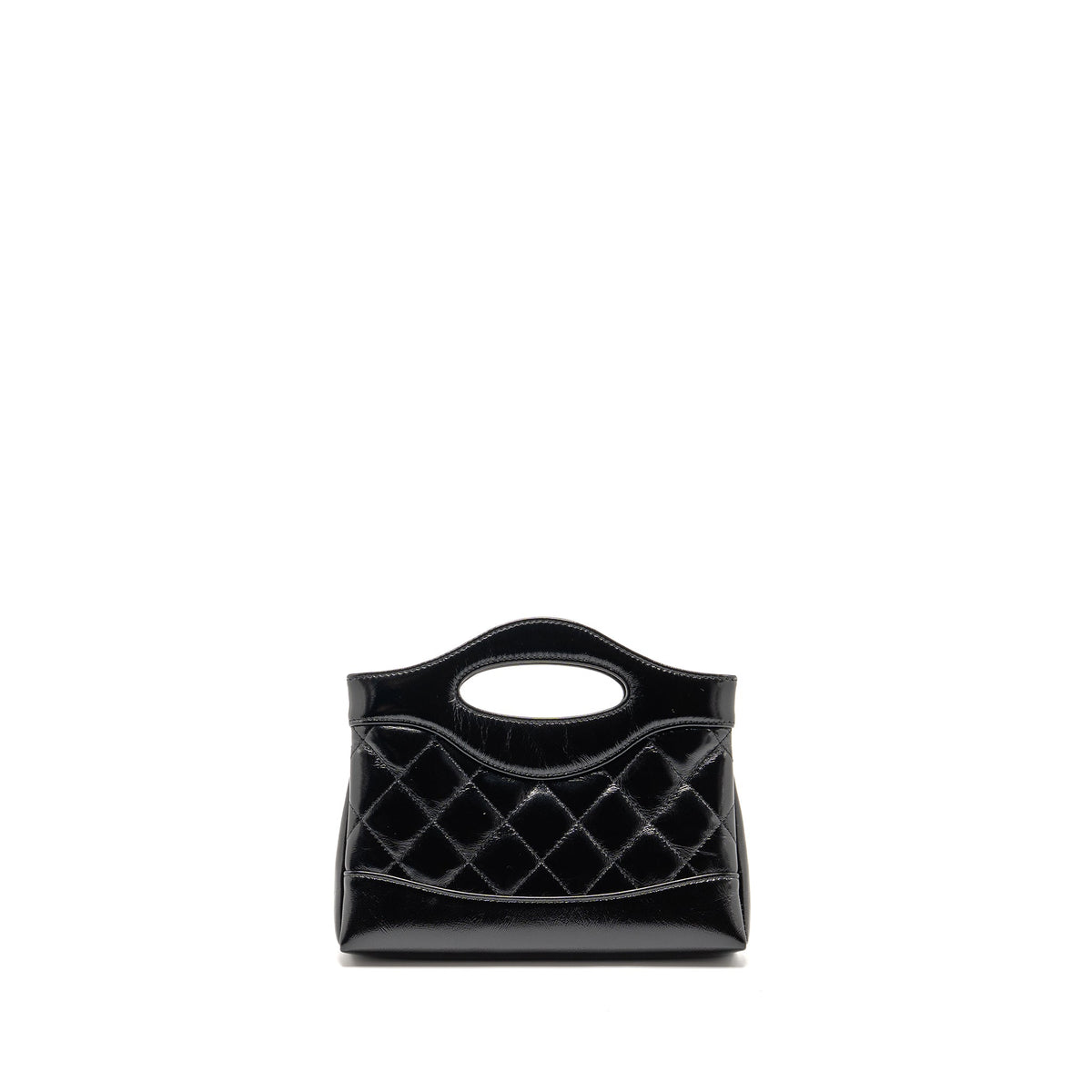 CHANEL MINI 31 CLUTCH WITH CHAIN SHINY LAMBSKIN BLACK LGHW (MICROCHIP)