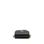 Chanel 22B Round Messenger Bag Grained Calfskin Black GHW (Microchip)