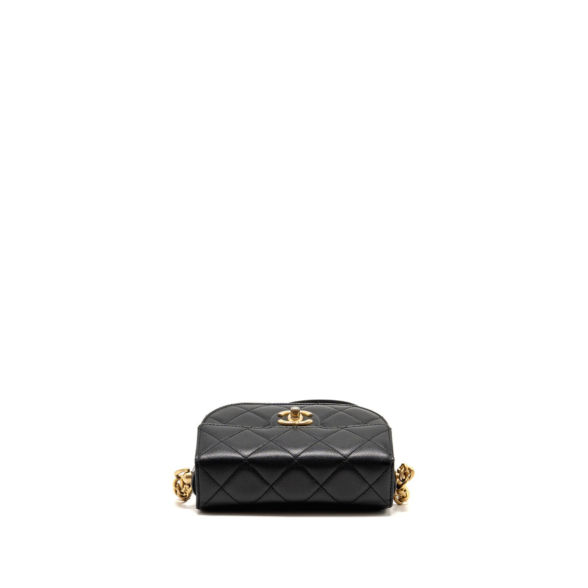 Chanel 22B Round Messenger Bag Grained Calfskin Black GHW (Microchip)
