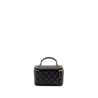 CHANEL TOP HANDLE LONG VANITY CASE LAMBSKIN BLACK LGHW (MICROCHIP)