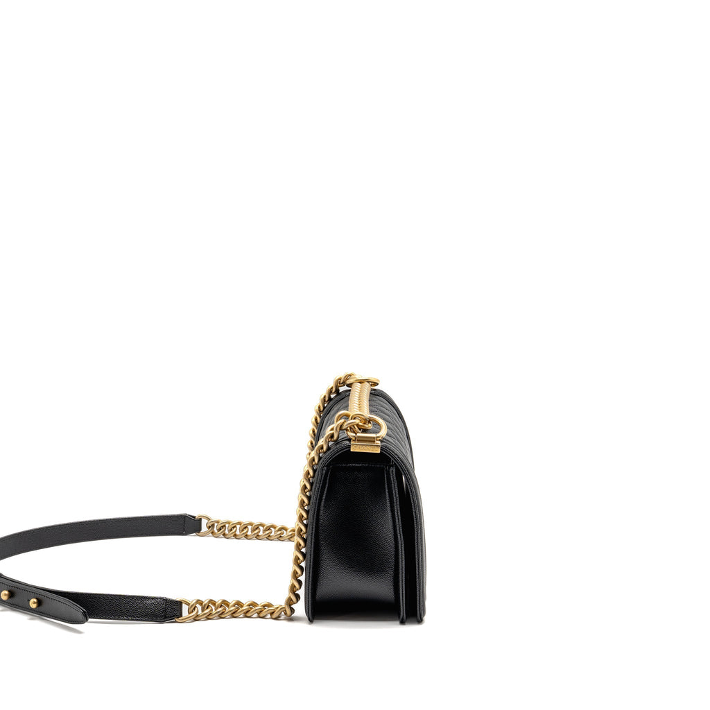 CHANEL MEDIUM CLASSIC BOY BAG CAVIAR BLACK GHW