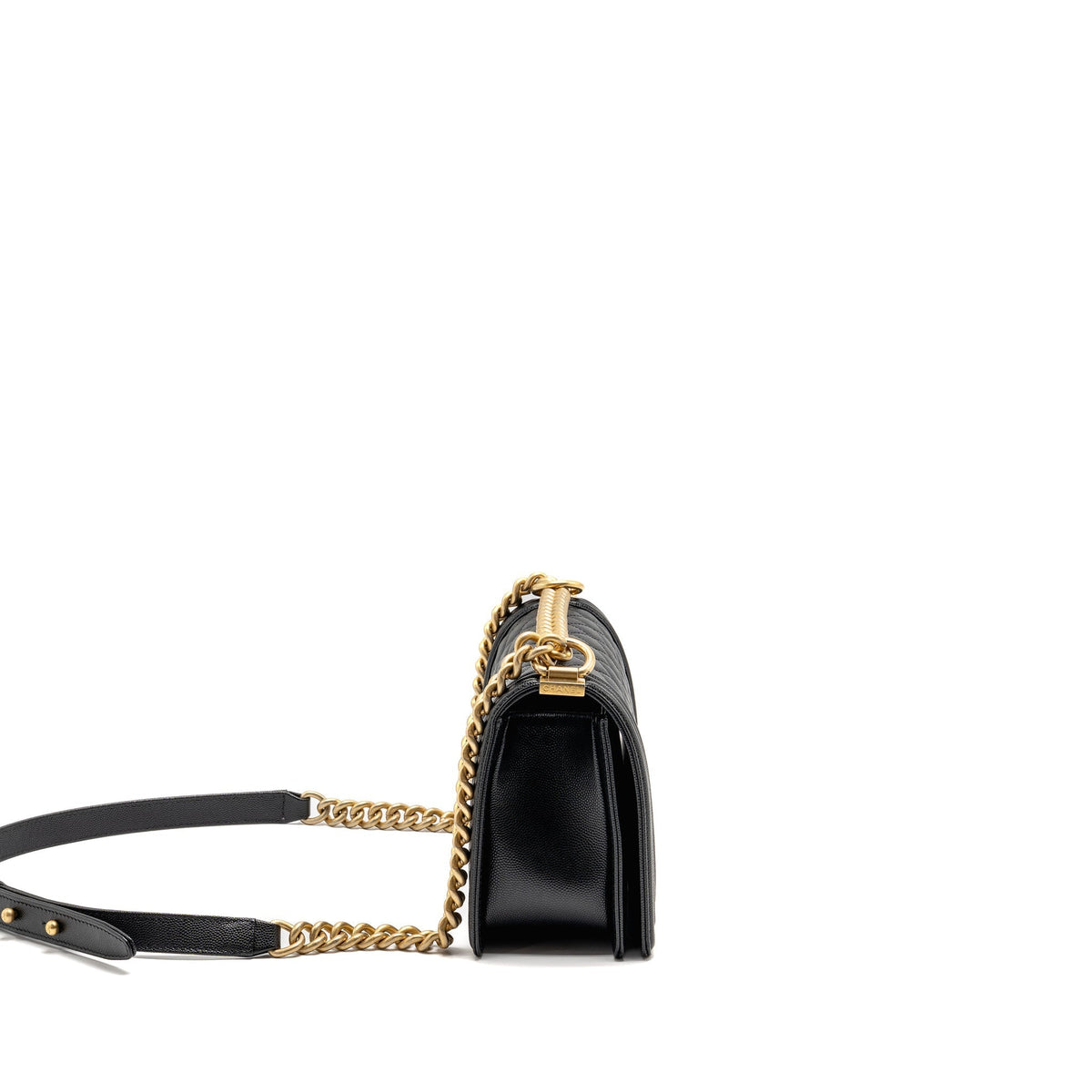 CHANEL MEDIUM CLASSIC BOY BAG CAVIAR BLACK GHW