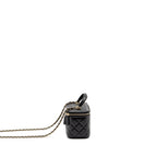 CHANEL TOP HANDLE LONG VANITY CASE LAMBSKIN BLACK LGHW (MICROCHIP)