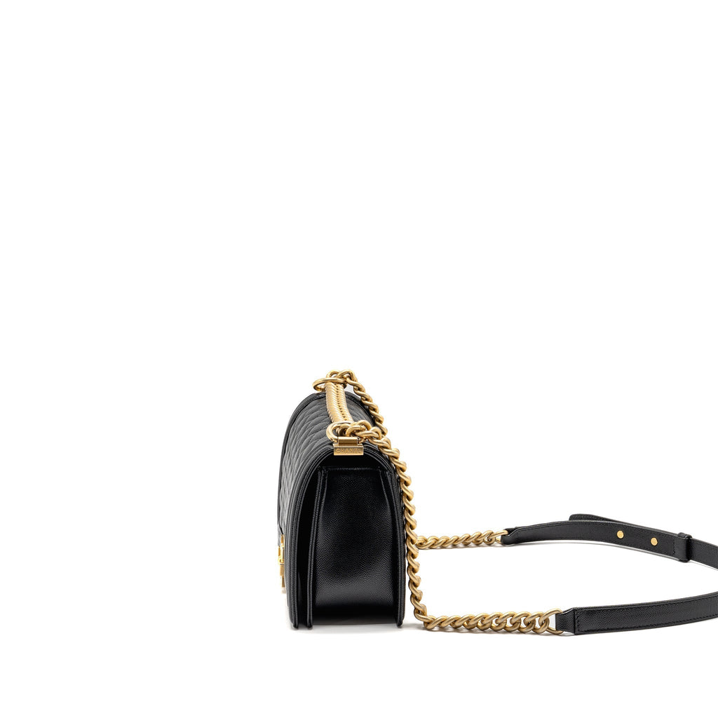 CHANEL MEDIUM CLASSIC BOY BAG CAVIAR BLACK GHW