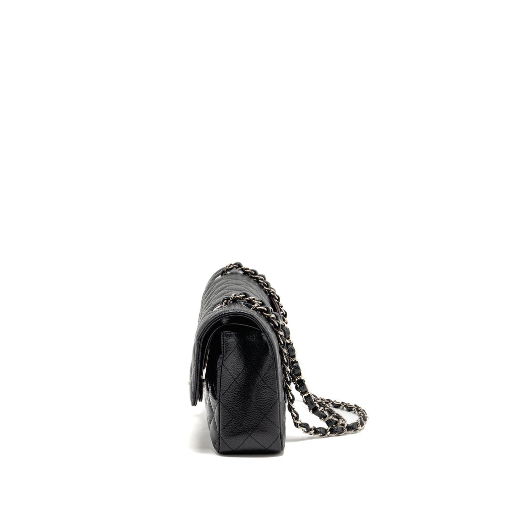 CHANEL MEDIUM CLASSIC DOUBLE FLAP BAG CAVIAR BLACK SHW