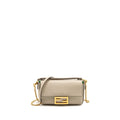 FENDI MINI BAGUETTE BAG CALFSKIN LIGHT BEIGE/GREEN GHW