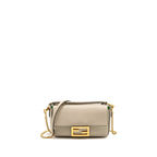 FENDI MINI BAGUETTE BAG CALFSKIN LIGHT BEIGE/GREEN GHW