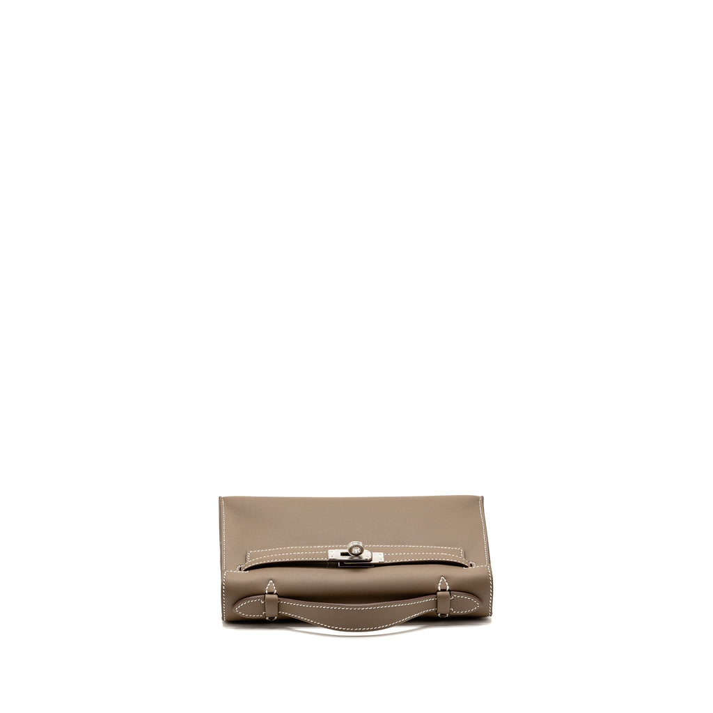 Hermes Kelly Pochette swift etoupe SHW