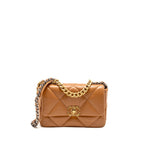 CHANEL SMALL 19 BAG LAMBSKIN CARAMEL MULTICOLOURED HARDWARE (MICROCHIP)