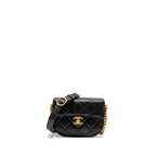 Chanel 22B Round Messenger Bag Grained Calfskin Black GHW (Microchip)