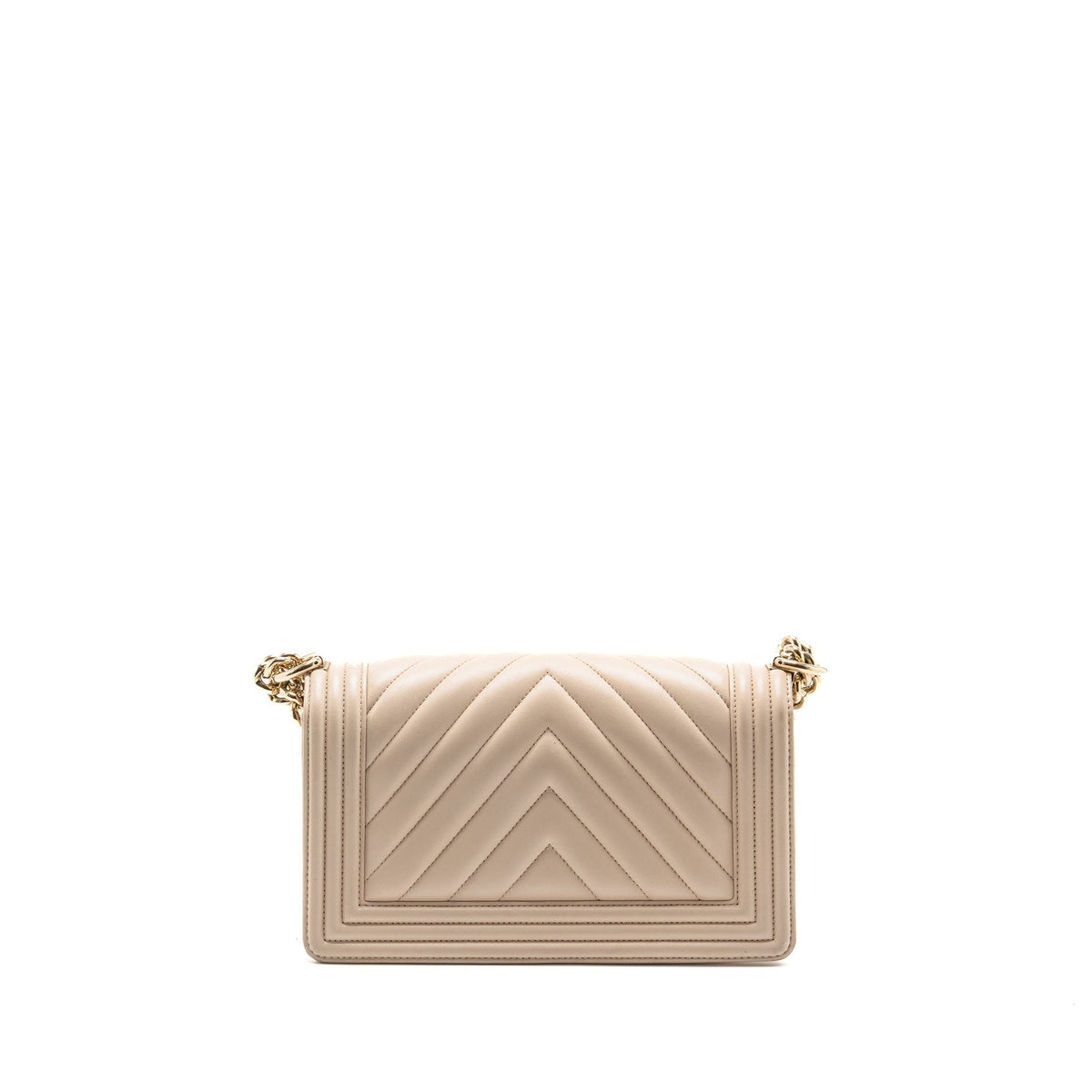 Chanel Medium Boy Bag Chevron Lambskin Beige LGHW