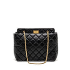 CHANEL 2.55 REISSUE TOTE BAG QUILTED AGED CALFSKIN BLACK GHW