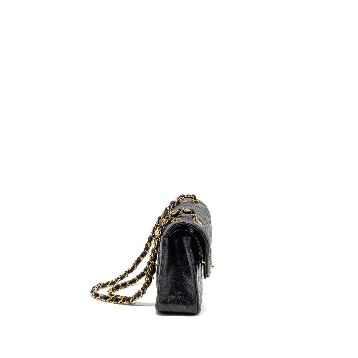 CHANEL SMALL CLASSIC DOUBLE FLAP BAG CAVIAR BLACK GHW (MICROCHIP)