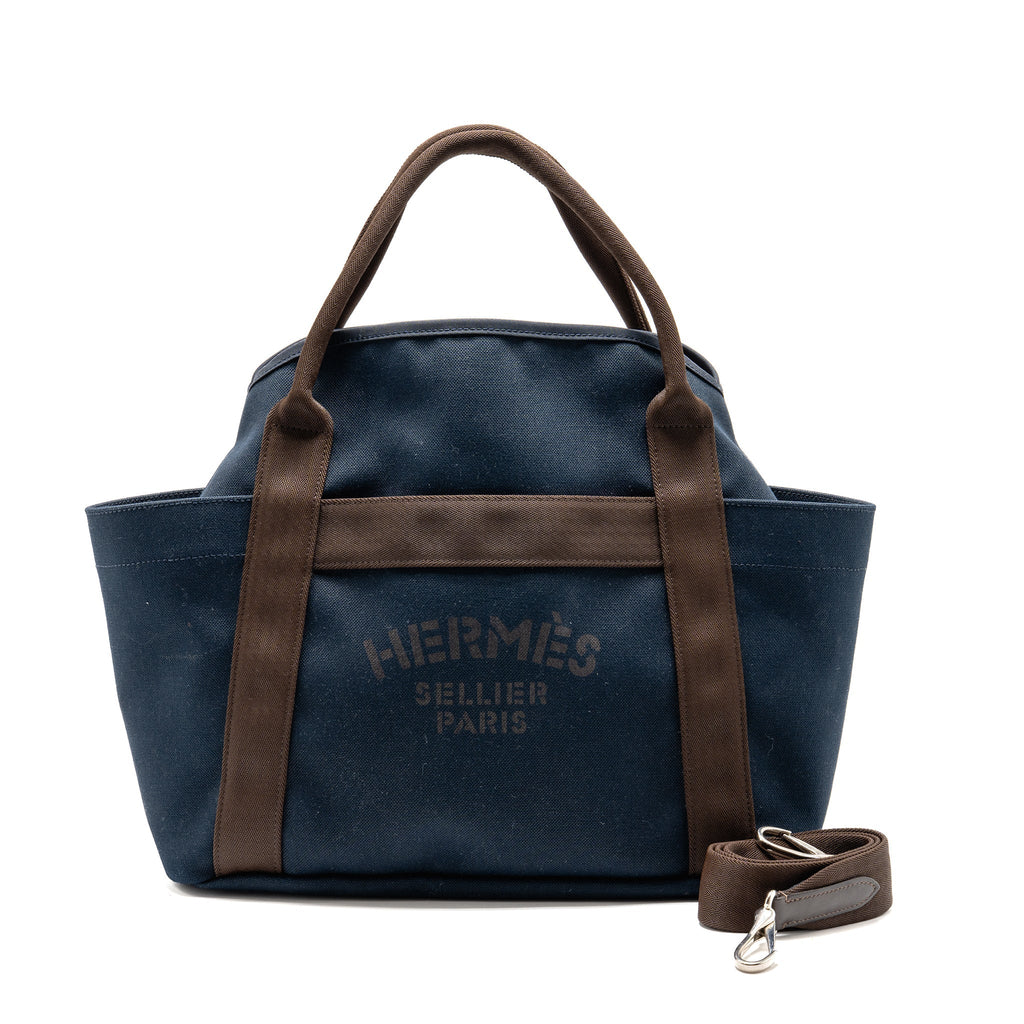 Hermes the grooming bag canvas bleu navy/feu SHW