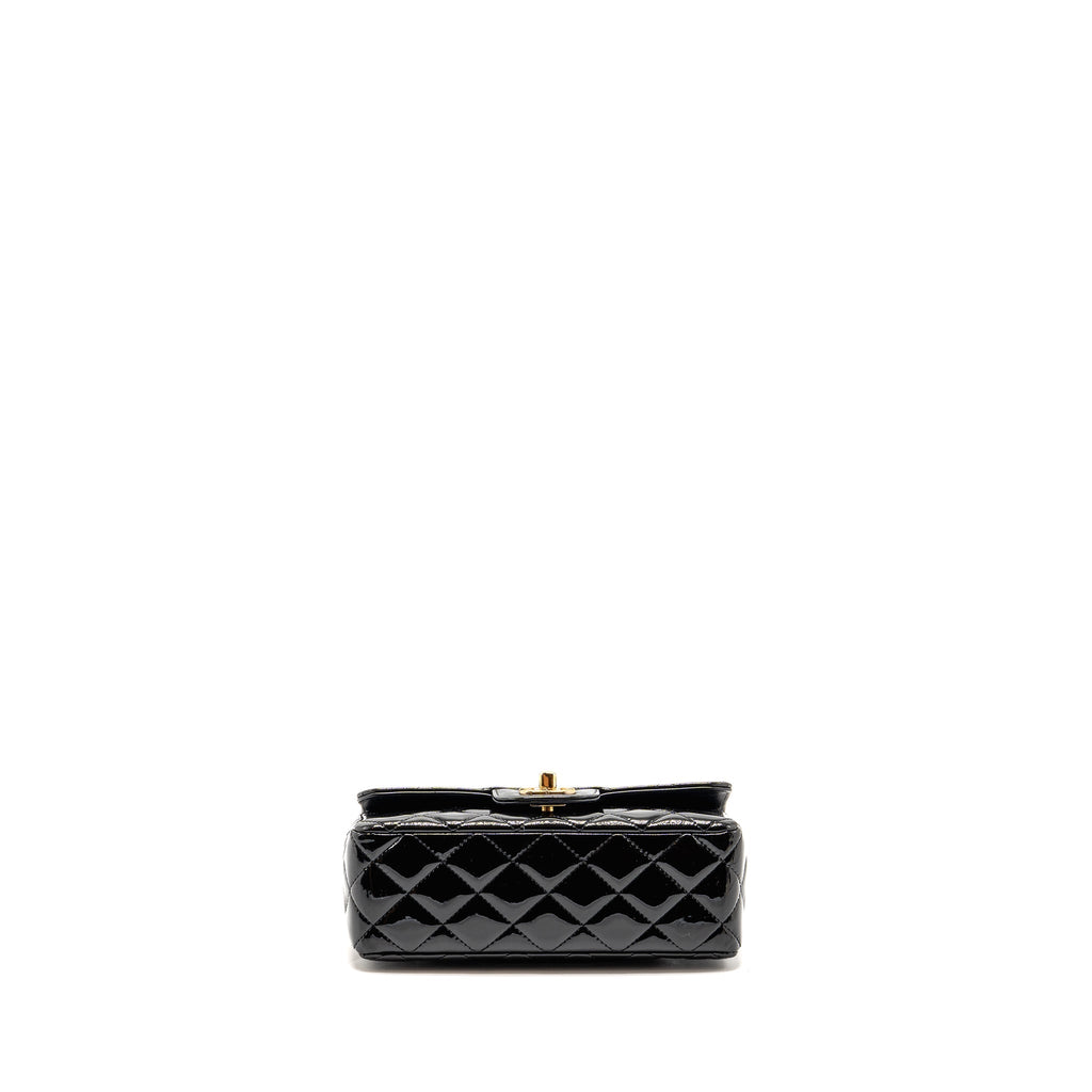 Chanel Mini Rectangular flap bag patent leather black GHW