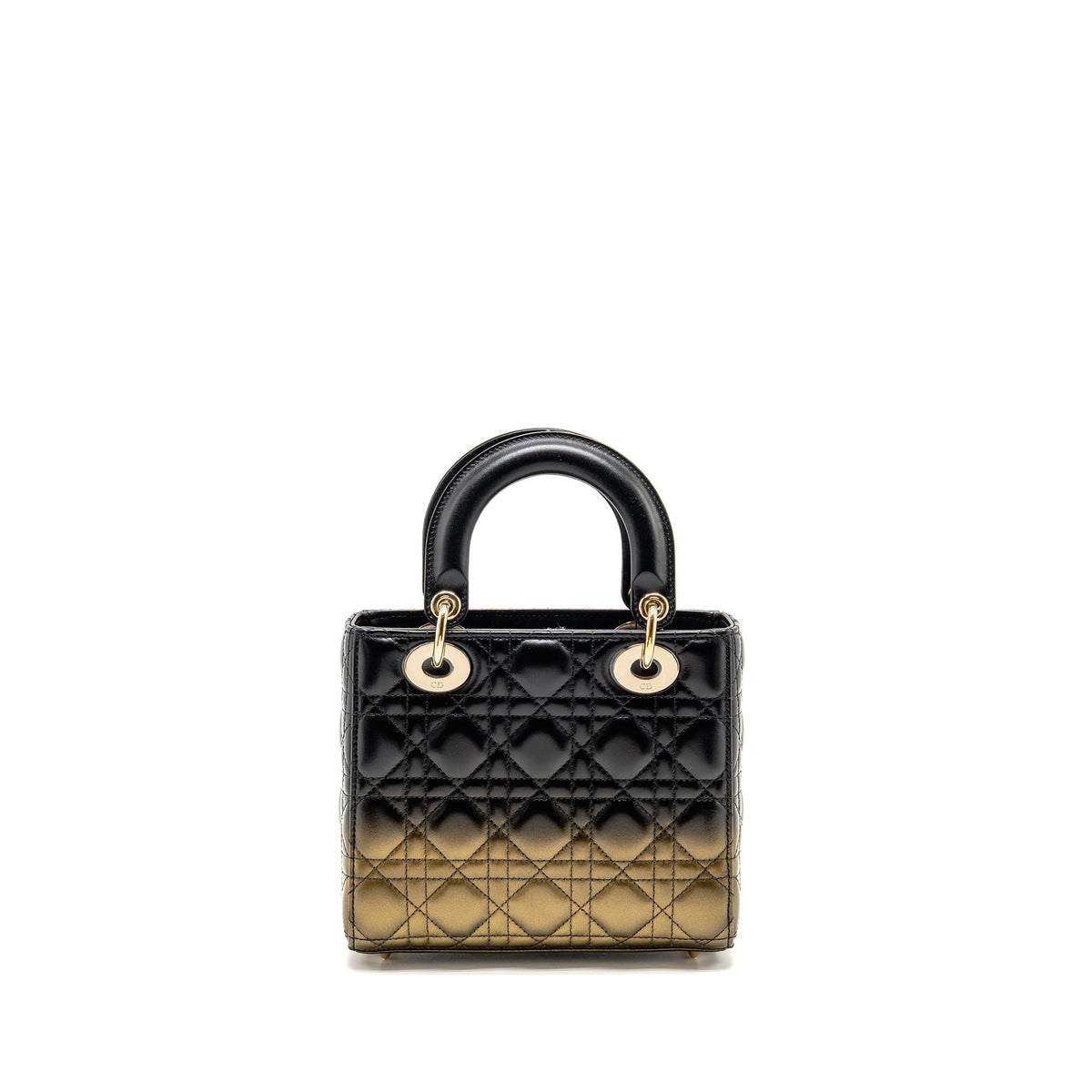 DIOR SMALL LADY DIOR LAMBSKIN BLACK / GOLD LGHW