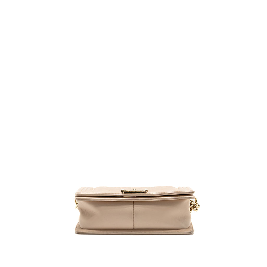 Chanel Medium Boy Bag Chevron Lambskin Beige LGHW