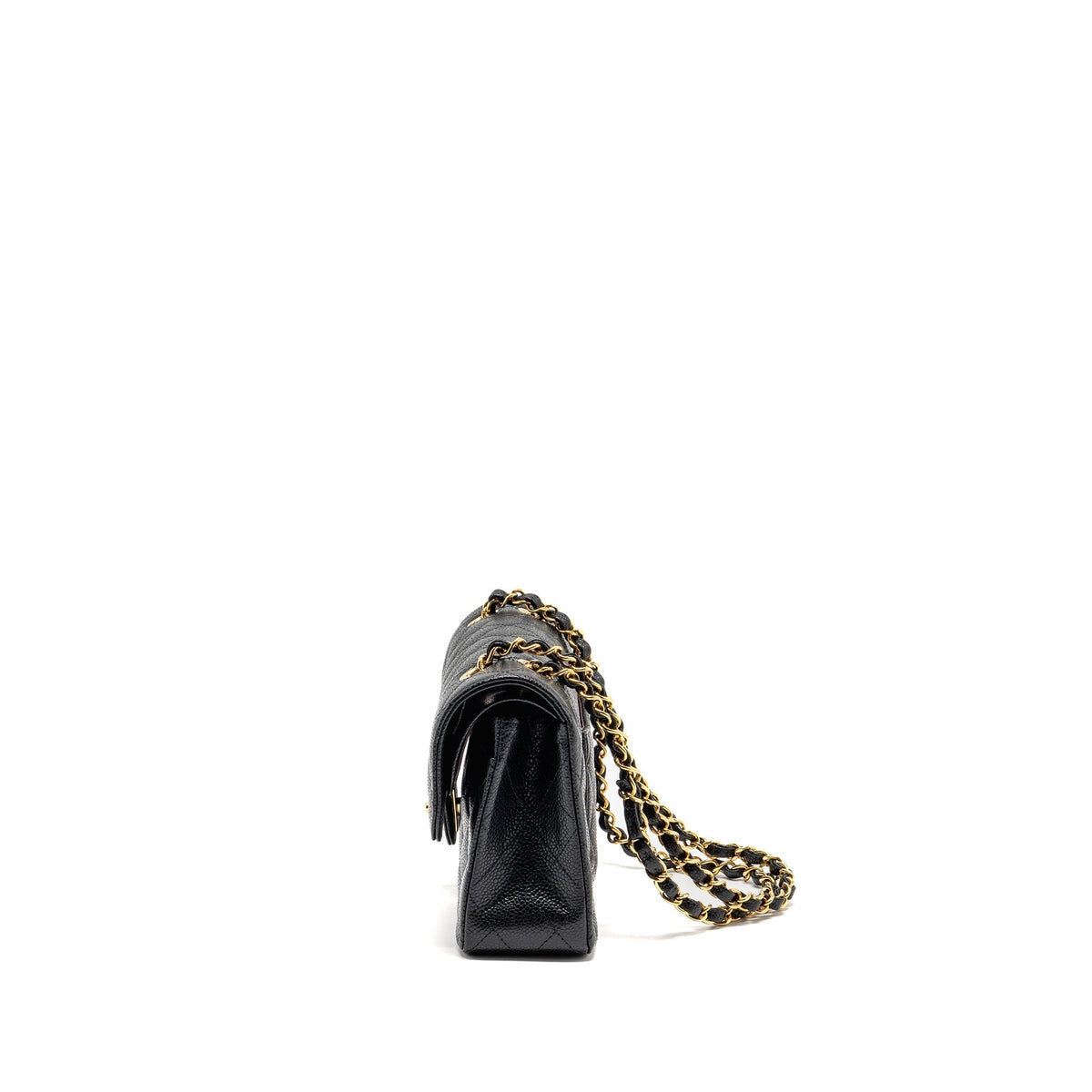 CHANEL SMALL CLASSIC DOUBLE FLAP BAG CAVIAR BLACK GHW (MICROCHIP)