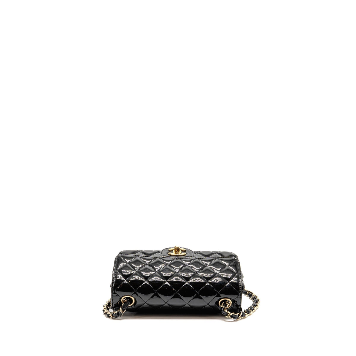 Chanel Mini Rectangular flap bag patent leather black GHW