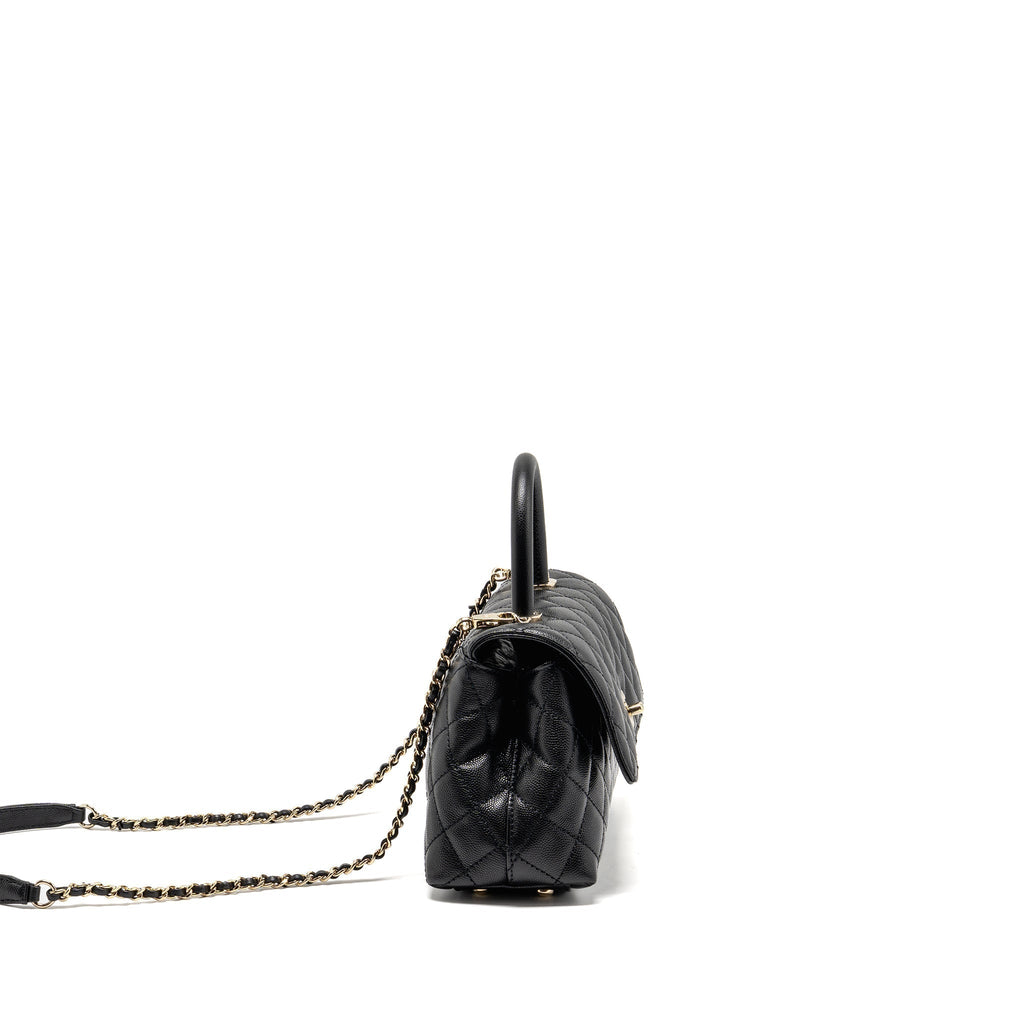 CHANEL SMALL COCO HANDLE CAVIAR BLACK LGHW (MICROCHIP)