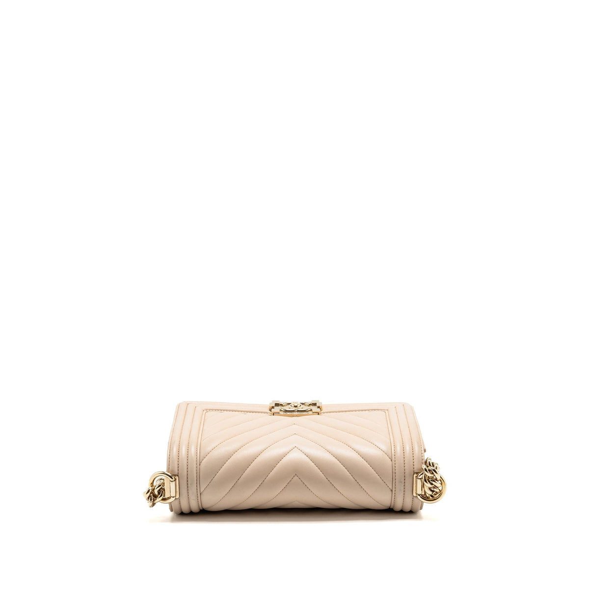 Chanel Medium Boy Bag Chevron Lambskin Beige LGHW