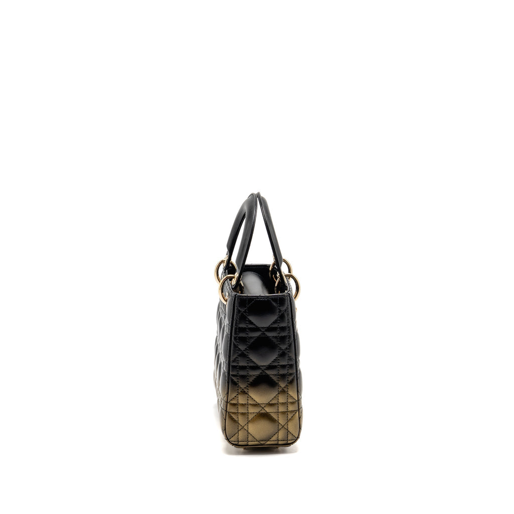 DIOR SMALL LADY DIOR LAMBSKIN BLACK / GOLD LGHW