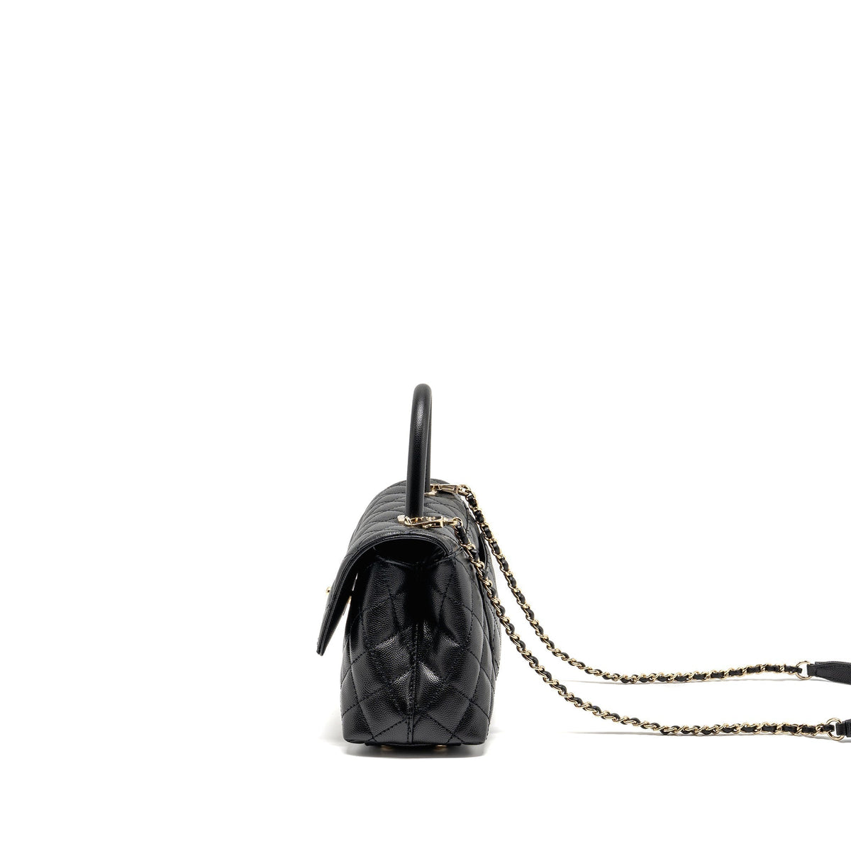 CHANEL SMALL COCO HANDLE CAVIAR BLACK LGHW (MICROCHIP)