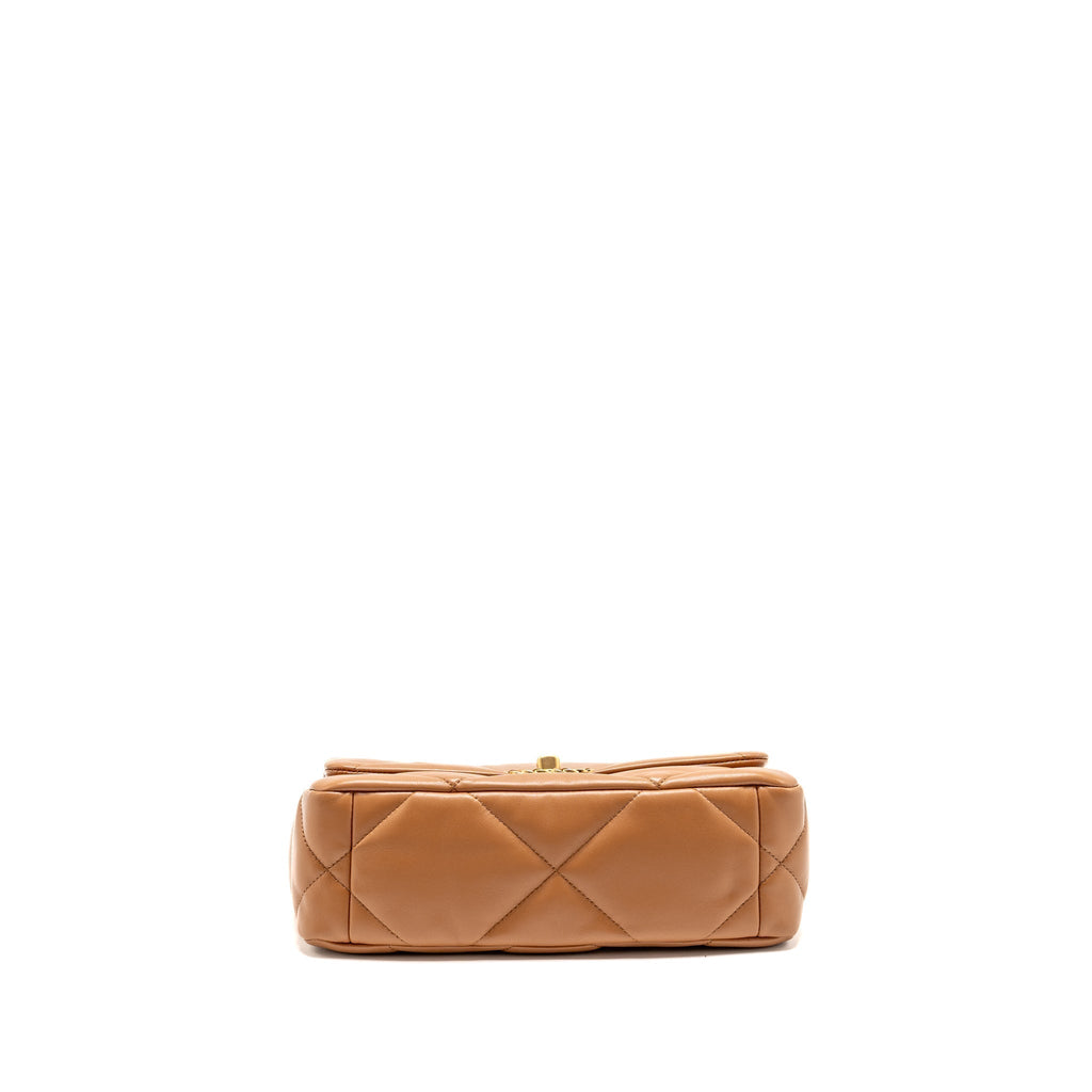 CHANEL SMALL 19 BAG LAMBSKIN CARAMEL MULTICOLOURED HARDWARE (MICROCHIP)