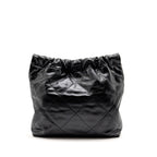CHANEL SMALL 22 BAG SHINY CALFSKIN BLACK GHW (MICROCHIP)