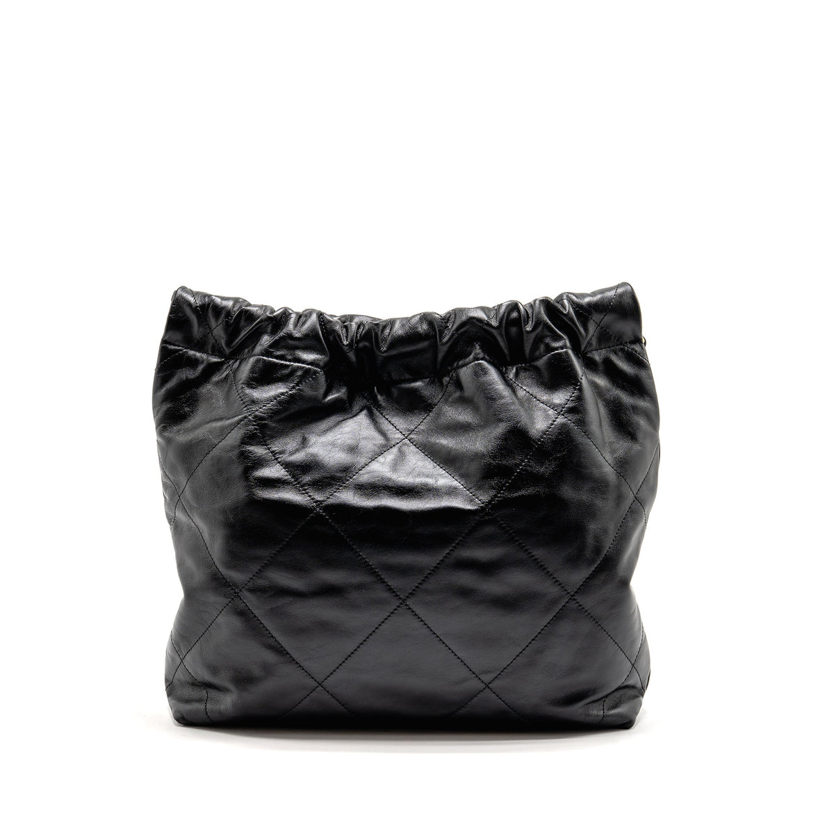 CHANEL SMALL 22 BAG SHINY CALFSKIN BLACK GHW (MICROCHIP)