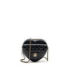 CHANEL 22S HEART BAG LAMBSKIN BLACK LGHW (MICROCHIP)