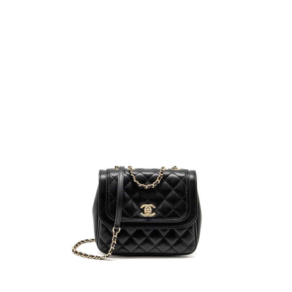 Chanel Quilted square flap bag lambskin black LGHW