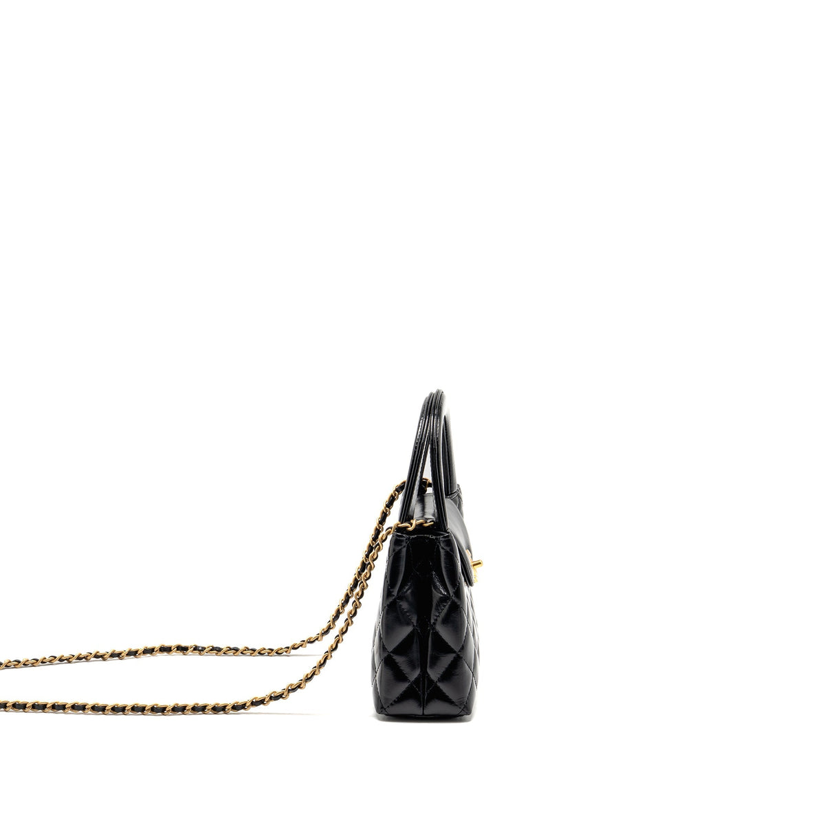 Chanel mini Kelly shopping tote bag shiny calfskin black GHW (microchip)