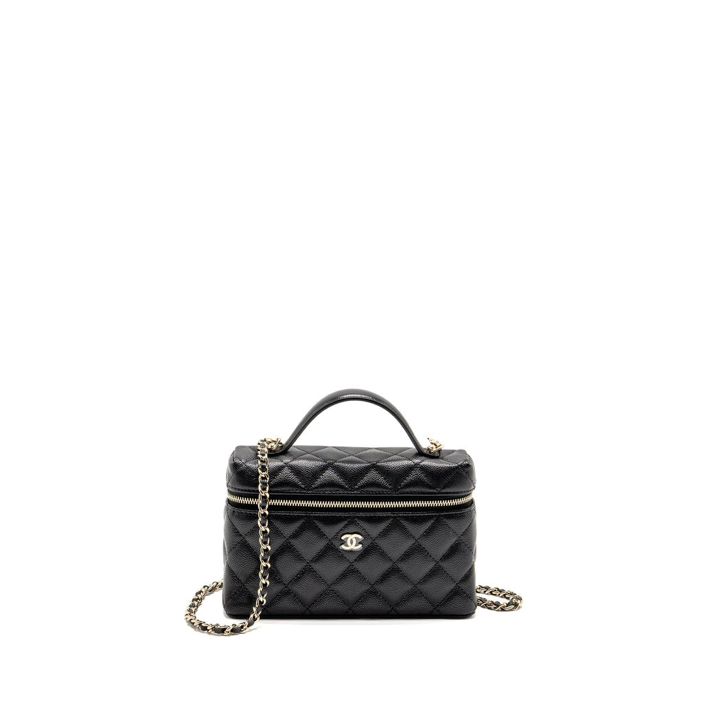CHANEL 25P CC TOP HANDLE VANITY BAG CAVIAR BLACK LGHW (MICROCHIP)