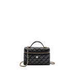 CHANEL 25P CC TOP HANDLE VANITY BAG CAVIAR BLACK LGHW (MICROCHIP)