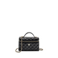 CHANEL 25P CC TOP HANDLE VANITY WITH CHAIN CAVIAR BLACK LGHW (MICROCHIP)