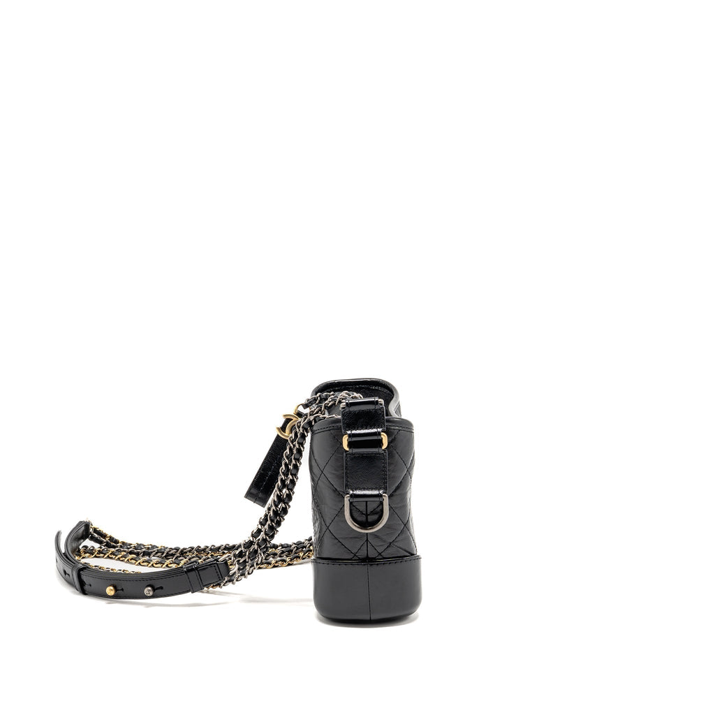 CHANEL SMALL GABRIELLE HOBO BAG AGED CALFSKIN BLACK MULTICOLOUR HARDWARE